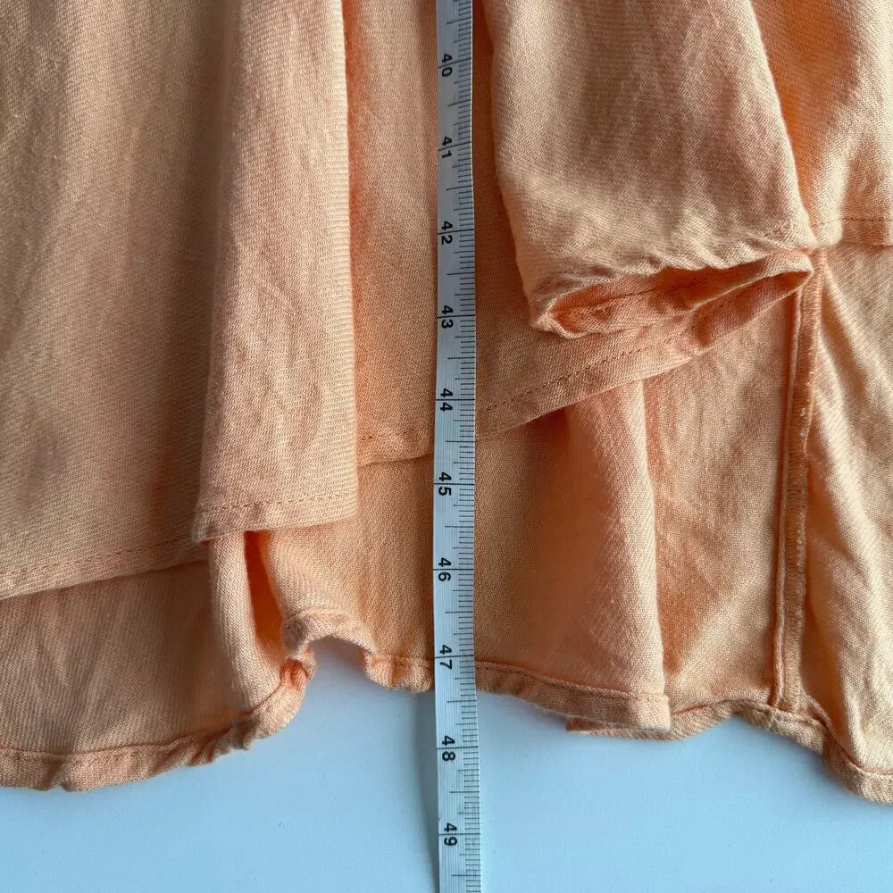 Free People Crisp & Cool Linen Blend Oversized‎ Scoop Back Comfy Peach Dress M